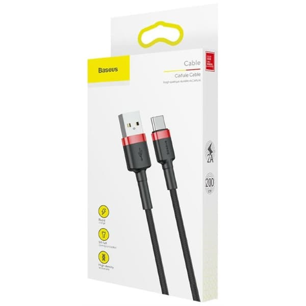 USB A til USB C-kabel Baseus Cafule Sort 2 m