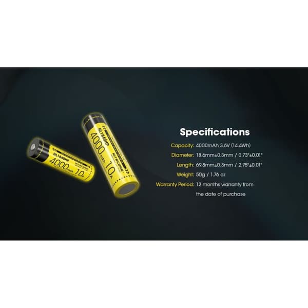Genopladelige batterier Nitecore NT-NL1840HP 4000 mAh 3,6 V 18650