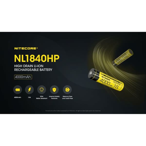 Genopladelige batterier Nitecore NT-NL1840HP 4000 mAh 3,6 V 18650