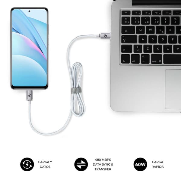 USB-C till USB-C Kabel Subblim OPTIMUS Vit 1 m