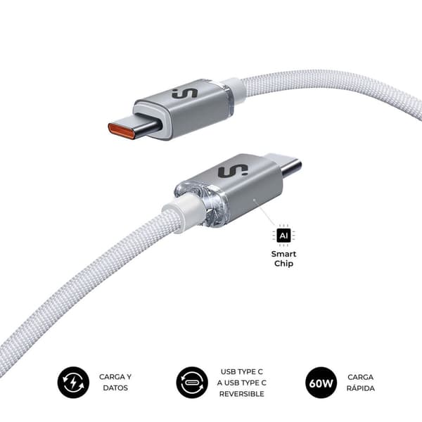 USB-C till USB-C Kabel Subblim OPTIMUS Vit 1 m