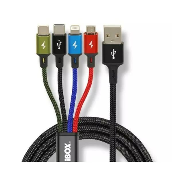 USB-kabel til Micro USB, USB-C og Lightning Ibox IKUM4W1CLR Sort Multifarvet 1,2 m