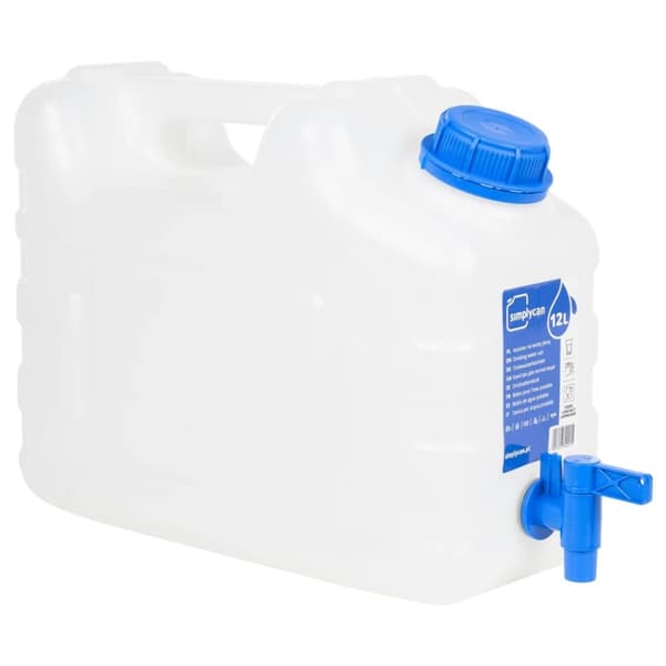 Vattenbehållare med kran transparent 10 L plast
