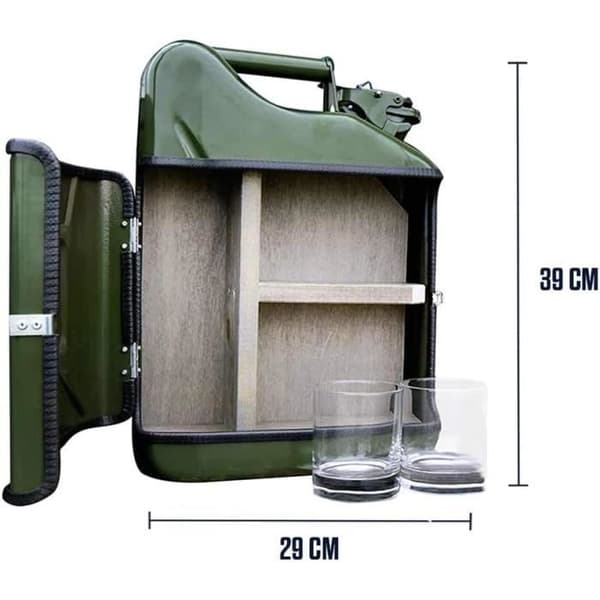 Bar med drycker Jerrycan Mix - Bidon - Mobil Bar - Bar Möbel 10L - Grön - med Två Long Drink Glas - Mikamax