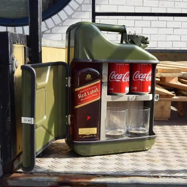 Bar med drycker Jerrycan Mix - Bidon - Mobil Bar - Bar Möbel 10L - Grön - med Två Long Drink Glas - Mikamax