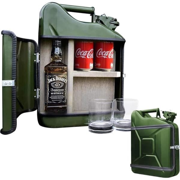 Bar med drycker Jerrycan Mix - Bidon - Mobil Bar - Bar Möbel 10L - Grön - med Två Long Drink Glas - Mikamax
