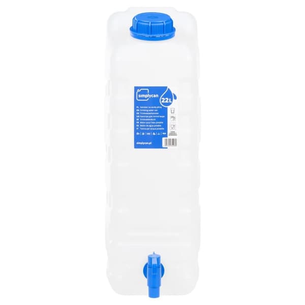 Vattenbehållare med kran transparent 20 L plast