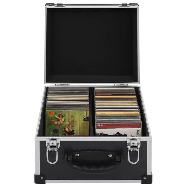 vidaXL CD-koffert for 40 CD-er aluminium ABS svart