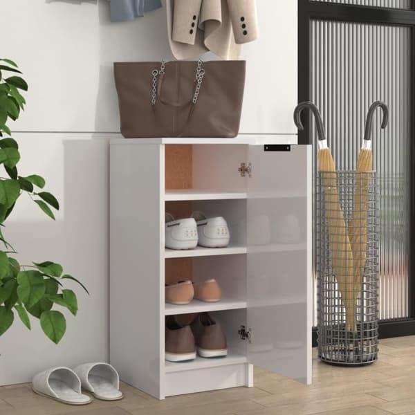 vidaXL Skoskåp vit högglans 30x35x70 cm konstruerat trä