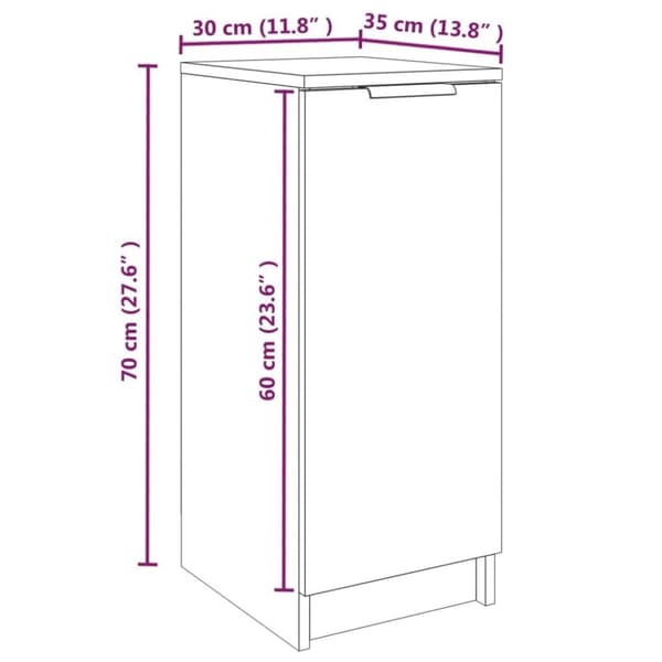 vidaXL Skoskap hvit 30x35x70 cm konstruert tre