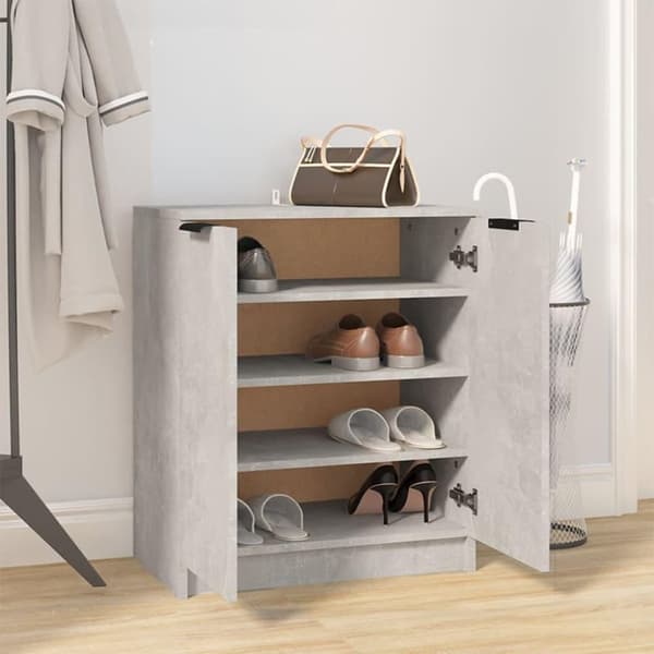 vidaXL Skoskap betonggrå 59x35x70 cm konstruert tre