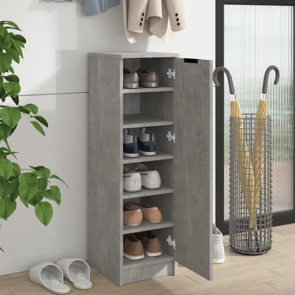 vidaXL Skoskap betonggrå 30x35x100 cm konstruert tre