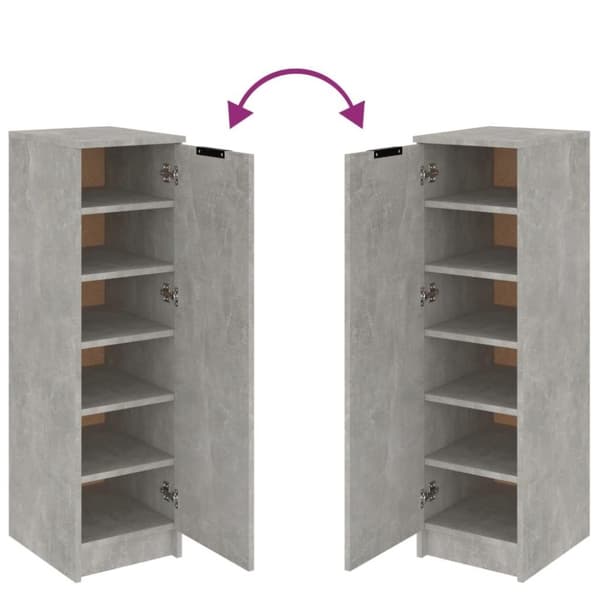 vidaXL Skoskap betonggrå 30x35x100 cm konstruert tre