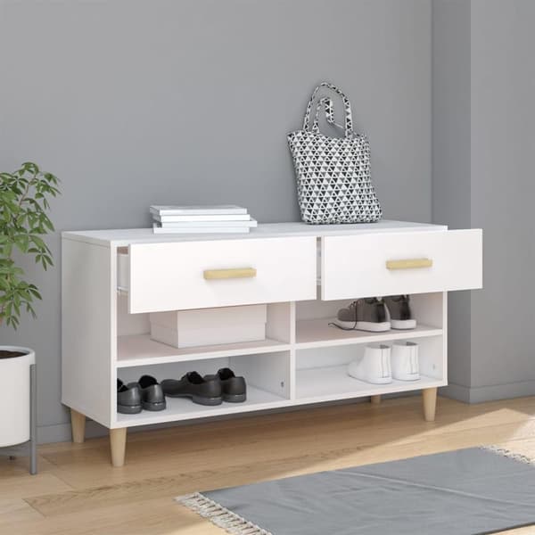 vidaXL Skoskap hvit 102x35x55 cm konstruert tre