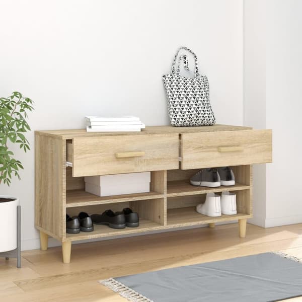vidaXL Skoskap sonoma eik 102x35x55 cm konstruert tre
