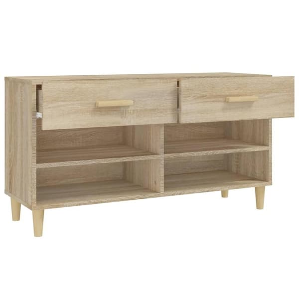 vidaXL Skoskap sonoma eik 102x35x55 cm konstruert tre