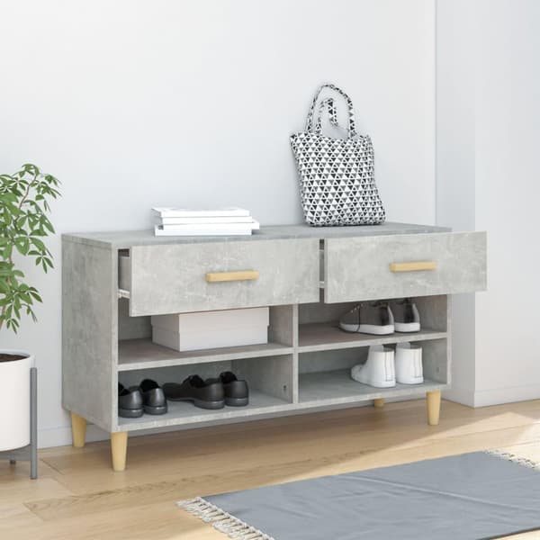 vidaXL Skoskap betonggrå 102x35x55 cm konstruert tre