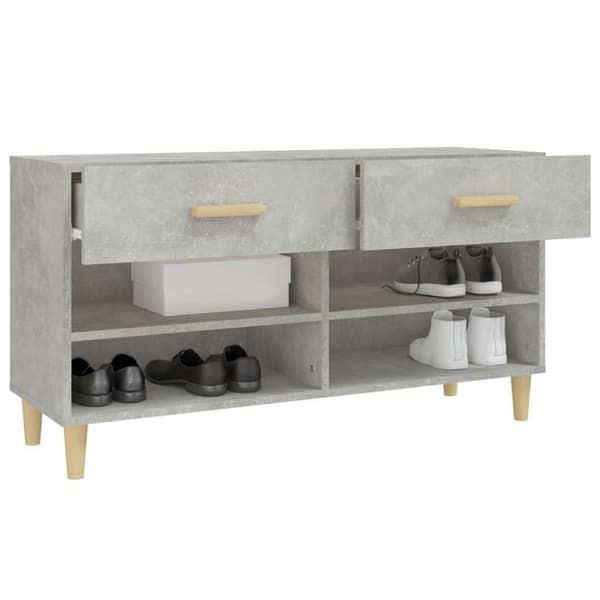 vidaXL Skoskap betonggrå 102x35x55 cm konstruert tre