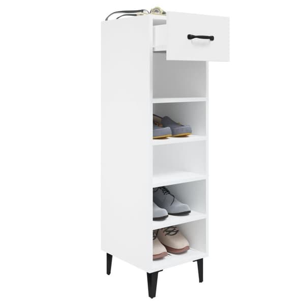 vidaXL Skohylle hvit 30x35x105 cm konstruert tre
