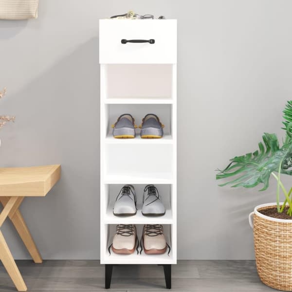 vidaXL Skohylle hvit 30x35x105 cm konstruert tre