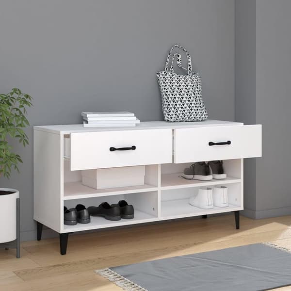 vidaXL Skoskåp vit 102x35x55 cm konstruerat trä