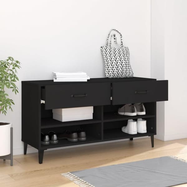 vidaXL Skoskap svart 102x35x55 cm konstruert tre