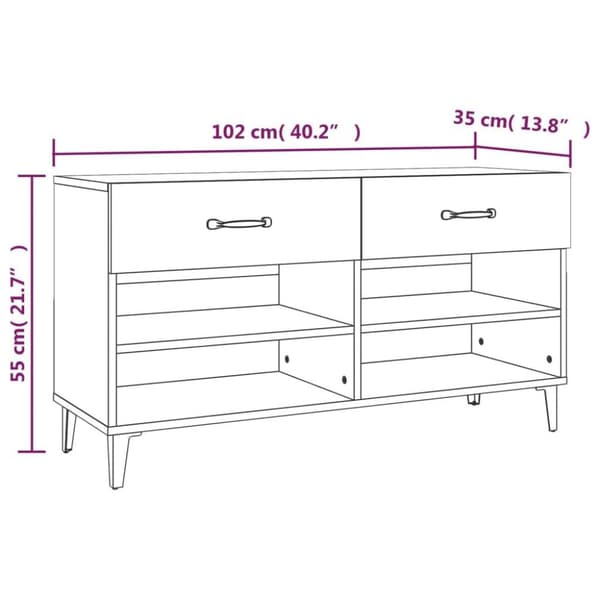 vidaXL Skoskap svart 102x35x55 cm konstruert tre