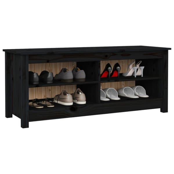 vidaXL Skobenk svart 110x38x45,5 cm heltre furu