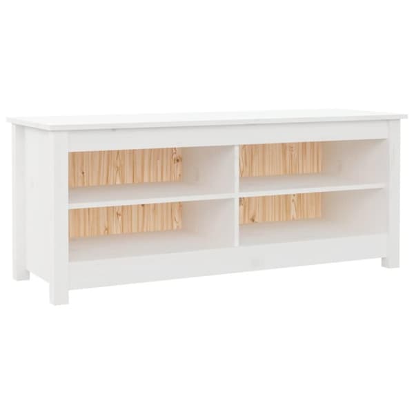 vidaXL Skobänk vit 110x38x45,5 cm massiv furu