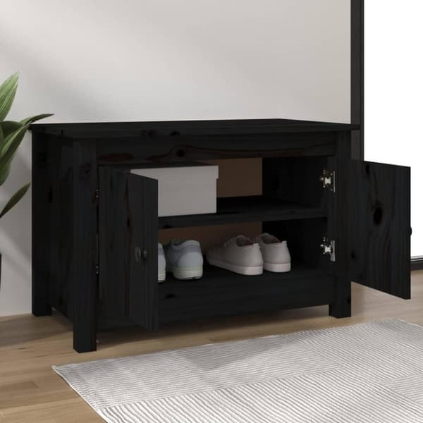 vidaXL Skoskap svart 70x38x45,5 cm heltre furu