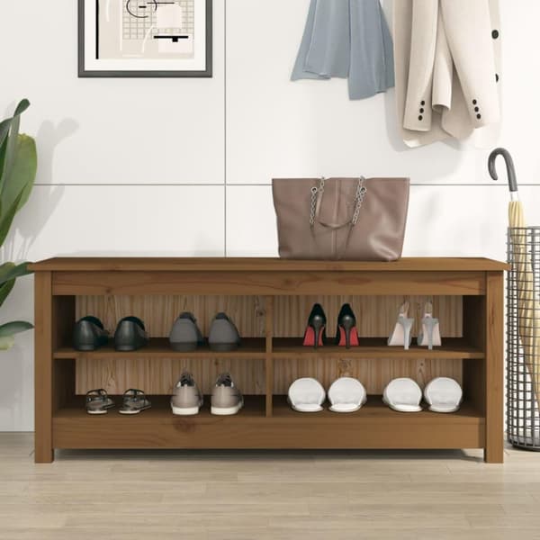 vidaXL Skobenk honningbrun 110x38x45,5 cm heltre furu