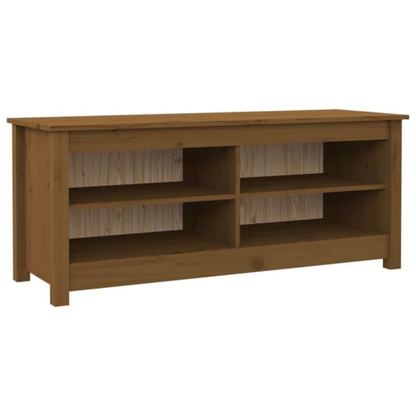 vidaXL Skobenk honningbrun 110x38x45,5 cm heltre furu
