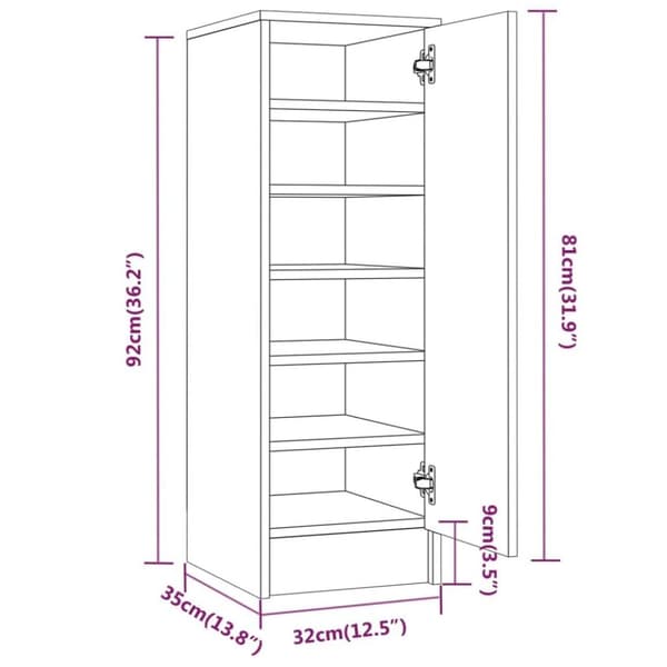 vidaXL Skohylle brun eik 32x35x92 cm konstruert tre