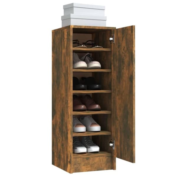 vidaXL Skohylle røkt eik 32x35x92 cm konstruert tre