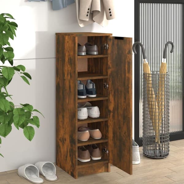 vidaXL Skoställ rökfärgad ek 30x35x100 cm konstruerat trä