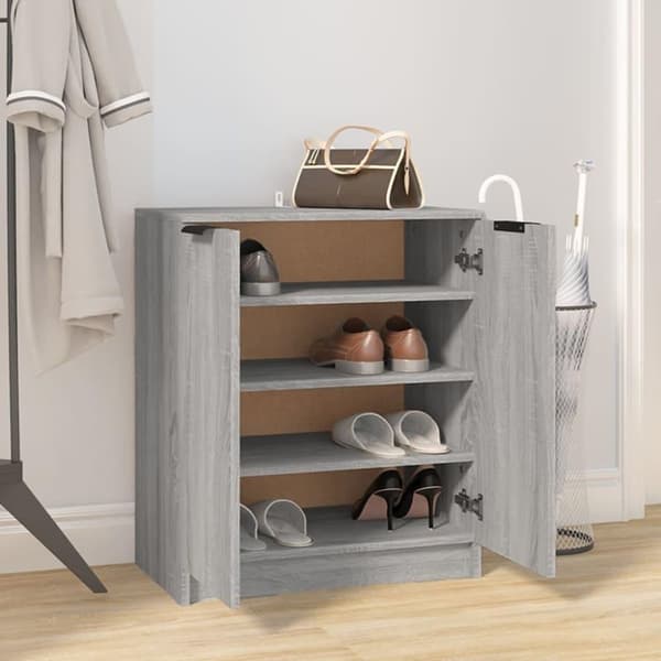vidaXL Skohylle grå sonoma 59x35x70 cm konstruert tre