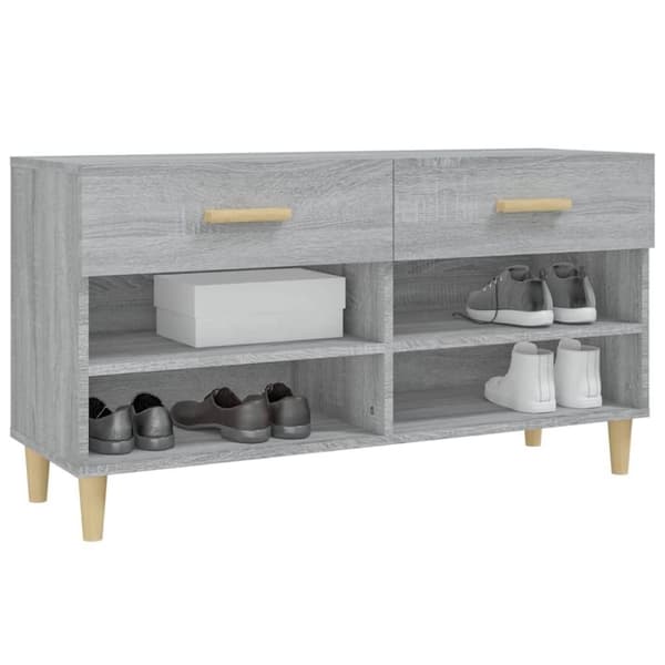 vidaXL Skohylle grå sonoma 102x35x55 cm konstruert tre