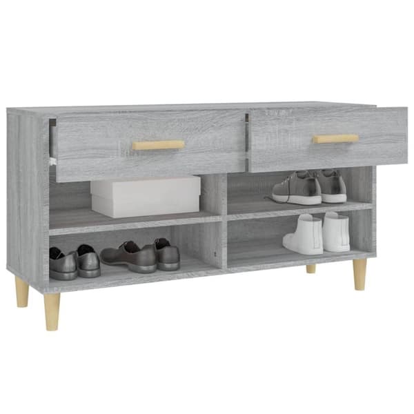 vidaXL Skohylle grå sonoma 102x35x55 cm konstruert tre