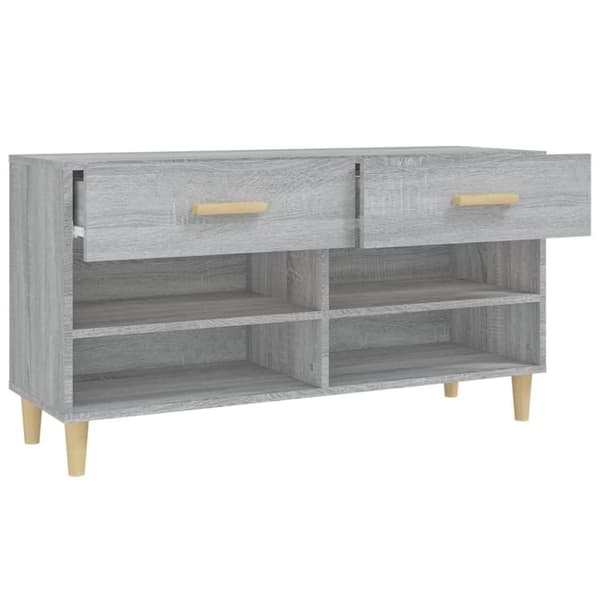 vidaXL Skohylle grå sonoma 102x35x55 cm konstruert tre