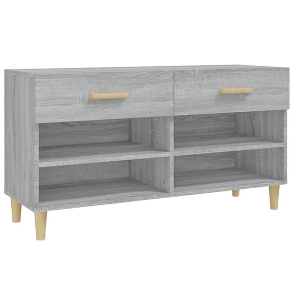 vidaXL Skohylle grå sonoma 102x35x55 cm konstruert tre