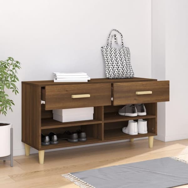 vidaXL Skoställ brun ek 102x35x55 cm konstruerat trä