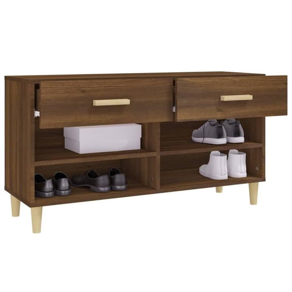vidaXL Skoställ brun ek 102x35x55 cm konstruerat trä