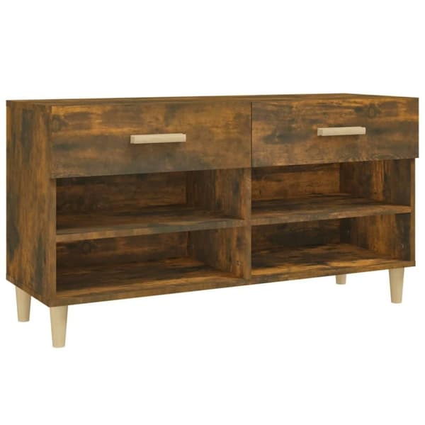 vidaXL Skoskap røkt eik 102x35x55 cm konstruert tre
