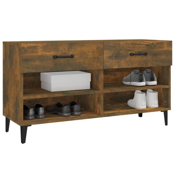 vidaXL Skoställ rökfärgad ek 102x35x55 cm konstruerat trä