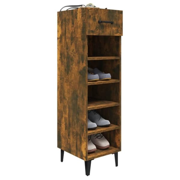 vidaXL Skoskap røkt eik 30x35x105 cm konstruert tre