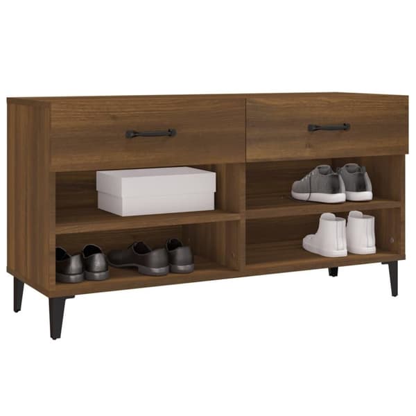 vidaXL Skoställ brun ek 102x35x55 cm konstruerat trä