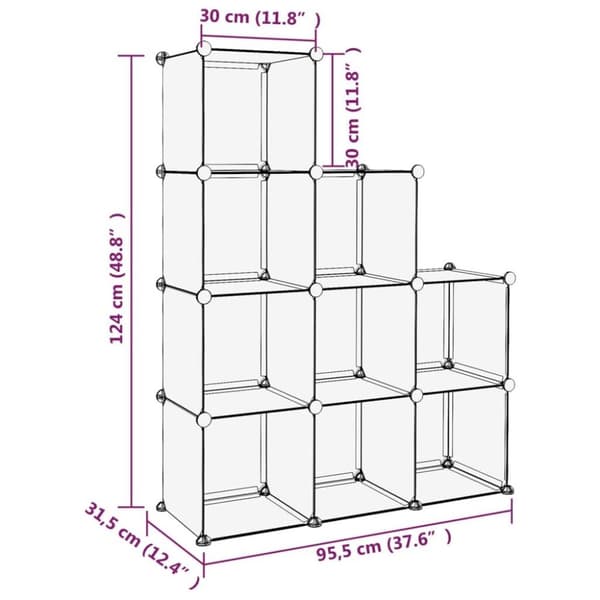vidaXL kubeformede opbevaringskasser 9 stk. PP transparent