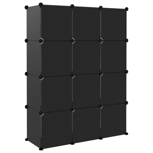 vidaXL kubeformede opbevaringskasser 12 stk. PP sort