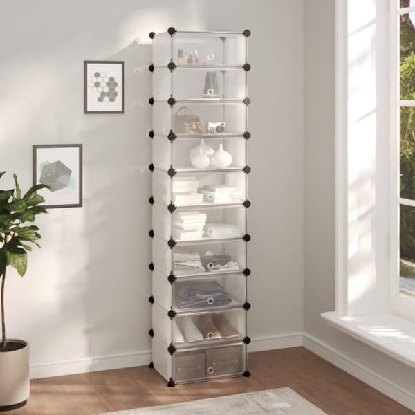 vidaXL skoreol 44x32x174 cm PP transparent