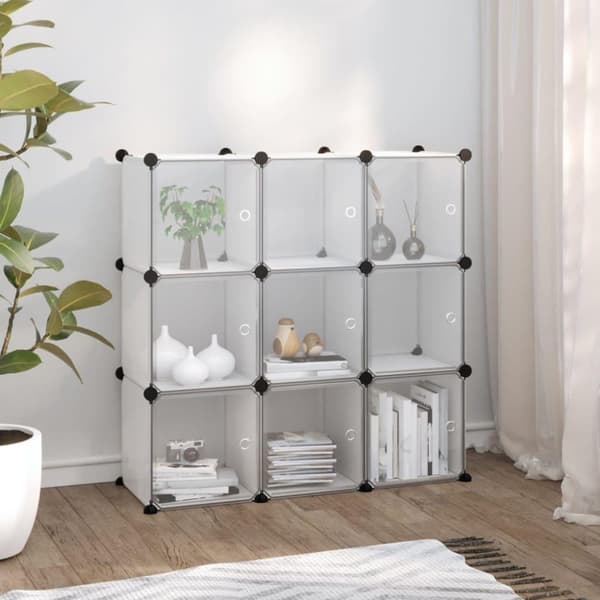 vidaXL kubeformede opbevaringskasser 9 stk. med låger PP transparent